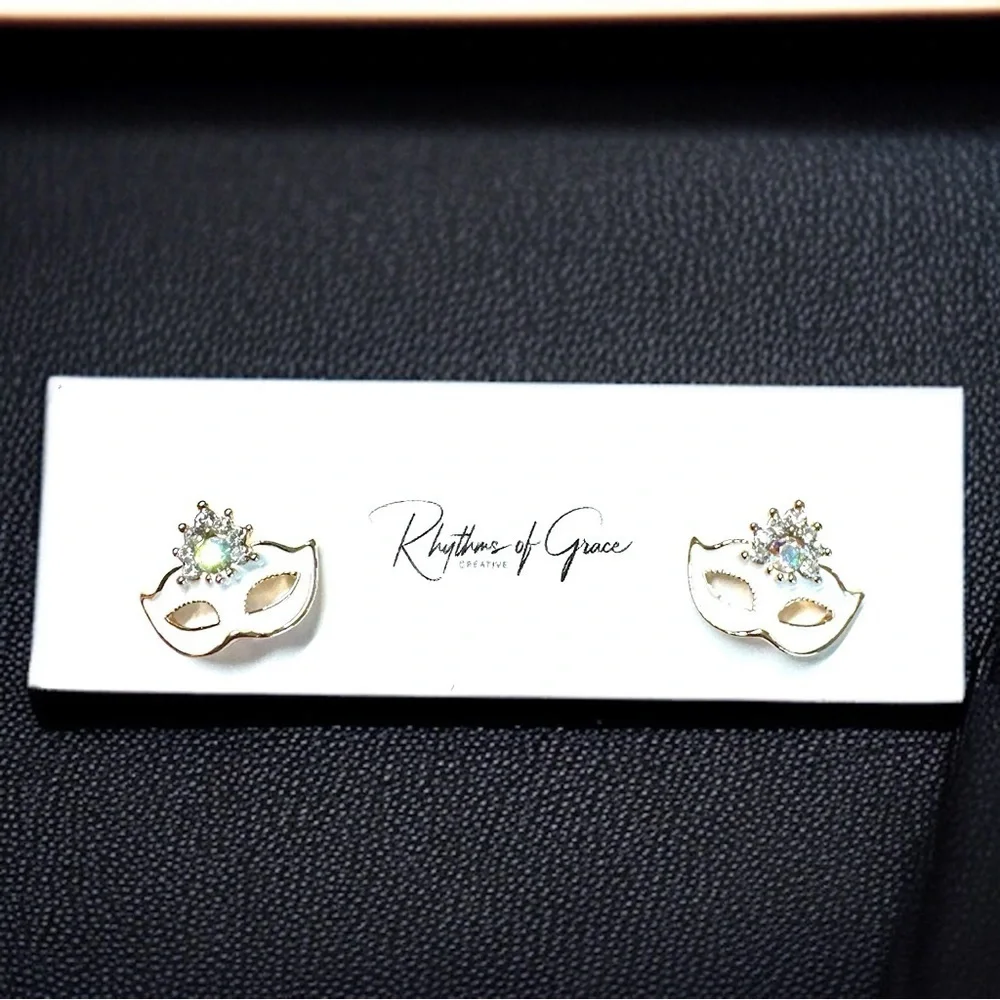 Mystical Masquerade Mask Earrings – Unveil the Mystery! 🎭 NWT Studs - 2 Colors